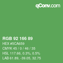 Color code: RGB 92 166 89 | qconv.com