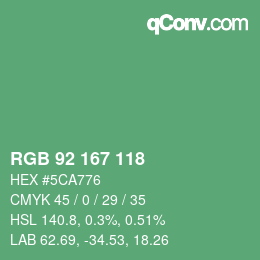 颜色代码: RGB 92 167 118 | qconv.com
