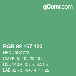颜色代码: RGB 92 167 120 | qconv.com