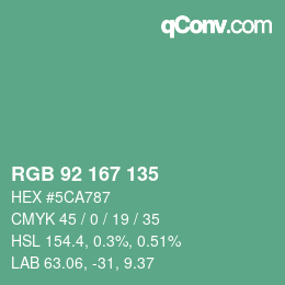 カラーコード: RGB 92 167 135 | qconv.com