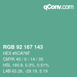 カラーコード: RGB 92 167 143 | qconv.com