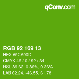 カラーコード: RGB 92 169 13 | qconv.com