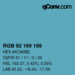 Color code: RGB 92 169 189 | qconv.com
