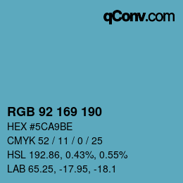 Color code: RGB 92 169 190 | qconv.com
