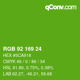 Color code: RGB 92 169 24 | qconv.com