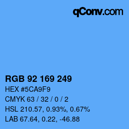 Color code: RGB 92 169 249 | qconv.com