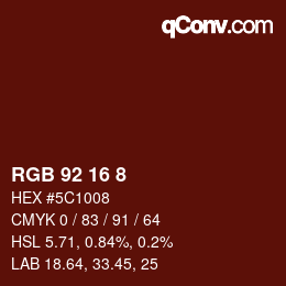 Color code: RGB 92 16 8 | qconv.com