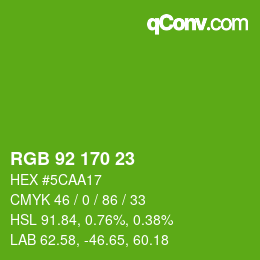 カラーコード: RGB 92 170 23 | qconv.com