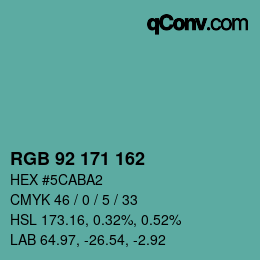 カラーコード: RGB 92 171 162 | qconv.com