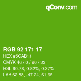 Color code: RGB 92 171 17 | qconv.com