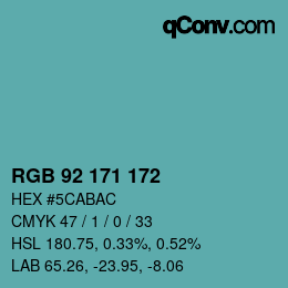颜色代码: RGB 92 171 172 | qconv.com