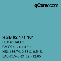 颜色代码: RGB 92 171 181 | qconv.com