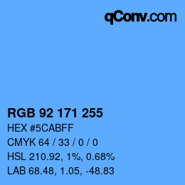 Color code: RGB 92 171 255 | qconv.com