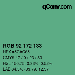 カラーコード: RGB 92 172 133 | qconv.com
