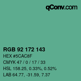 カラーコード: RGB 92 172 143 | qconv.com