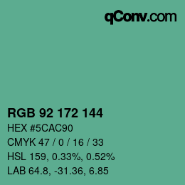 カラーコード: RGB 92 172 144 | qconv.com