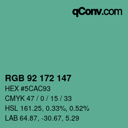 Código de color: RGB 92 172 147 | qconv.com