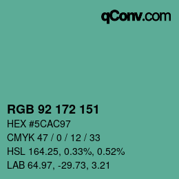 Color code: RGB 92 172 151 | qconv.com