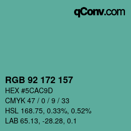 Color code: RGB 92 172 157 | qconv.com
