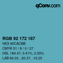 カラーコード: RGB 92 172 187 | qconv.com