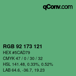 Color code: RGB 92 173 121 | qconv.com