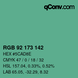 Color code: RGB 92 173 142 | qconv.com