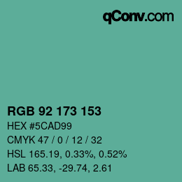 Color code: RGB 92 173 153 | qconv.com