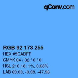 Color code: RGB 92 173 255 | qconv.com