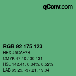 Color code: RGB 92 175 123 | qconv.com