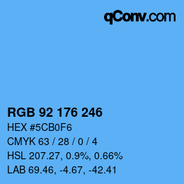 颜色代码: RGB 92 176 246 | qconv.com