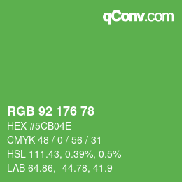 カラーコード: RGB 92 176 78 | qconv.com