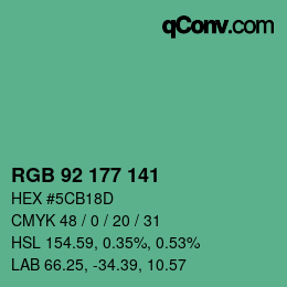 Color code: RGB 92 177 141 | qconv.com