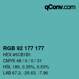 カラーコード: RGB 92 177 177 | qconv.com