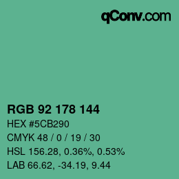 颜色代码: RGB 92 178 144 | qconv.com