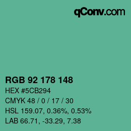 Color code: RGB 92 178 148 | qconv.com