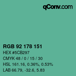 Color code: RGB 92 178 151 | qconv.com
