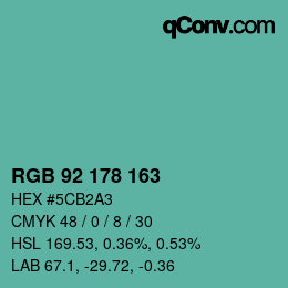 Color code: RGB 92 178 163 | qconv.com