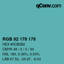 カラーコード: RGB 92 178 178 | qconv.com