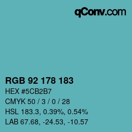 Color code: RGB 92 178 183 | qconv.com