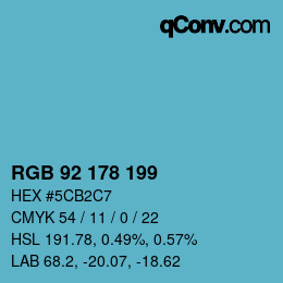 颜色代码: RGB 92 178 199 | qconv.com