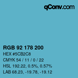 Farbcode: RGB 92 178 200 | qconv.com