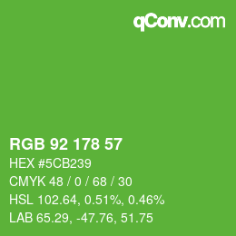 カラーコード: RGB 92 178 57 | qconv.com