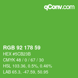 Color code: RGB 92 178 59 | qconv.com