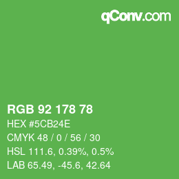 Color code: RGB 92 178 78 | qconv.com