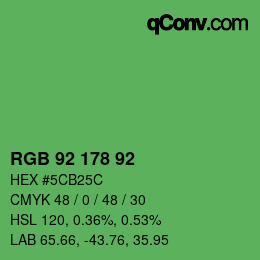 颜色代码: RGB 92 178 92 | qconv.com