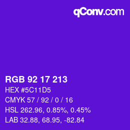 Color code: RGB 92 17 213 | qconv.com