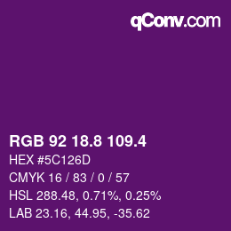 カラーコード: RGB 92 18.8 109.4 | qconv.com