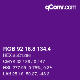 カラーコード: RGB 92 18.8 134.4 | qconv.com