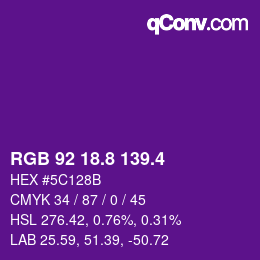 カラーコード: RGB 92 18.8 139.4 | qconv.com