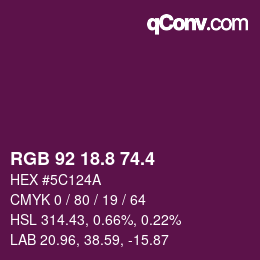 カラーコード: RGB 92 18.8 74.4 | qconv.com